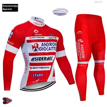 

2019 Pro ANDRONI Winter Fleece Thermal Cycling Jersey Long Sleeve Set Ciclismo Ropa Team Bike Bicycle Cycling Clothing Color Red