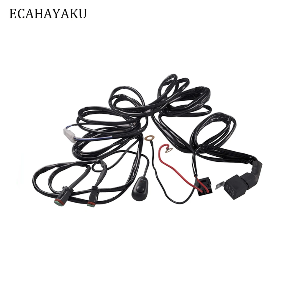 

ECAHAYAKU Car Auto Led Work Driving Lights Wiring Loom Harness Offroad Light Bar 3 metes Wire Cable 40A 12v 24v Switch Relay Kit