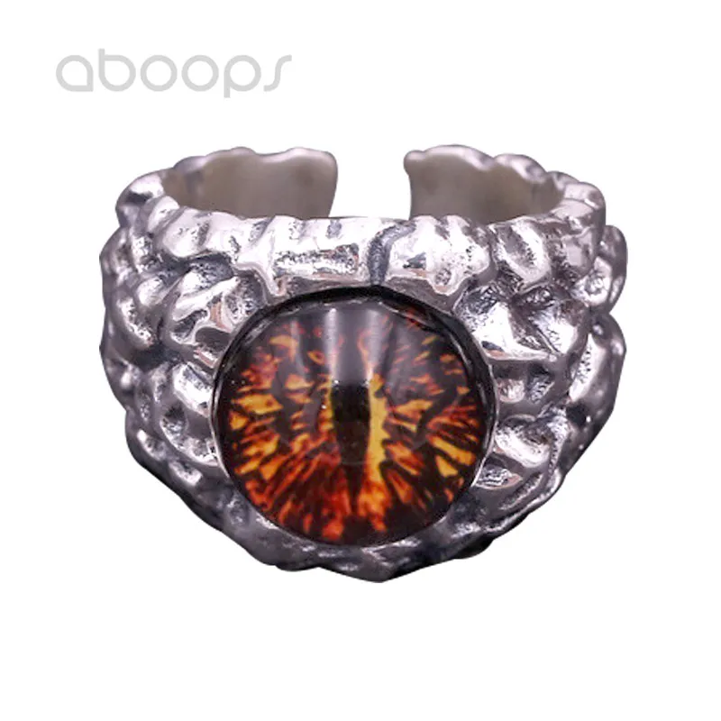 

Gothic 925 Sterling Silver Resin Ghost Eye Ring Jewelry for Men Adjustable Free Shipping