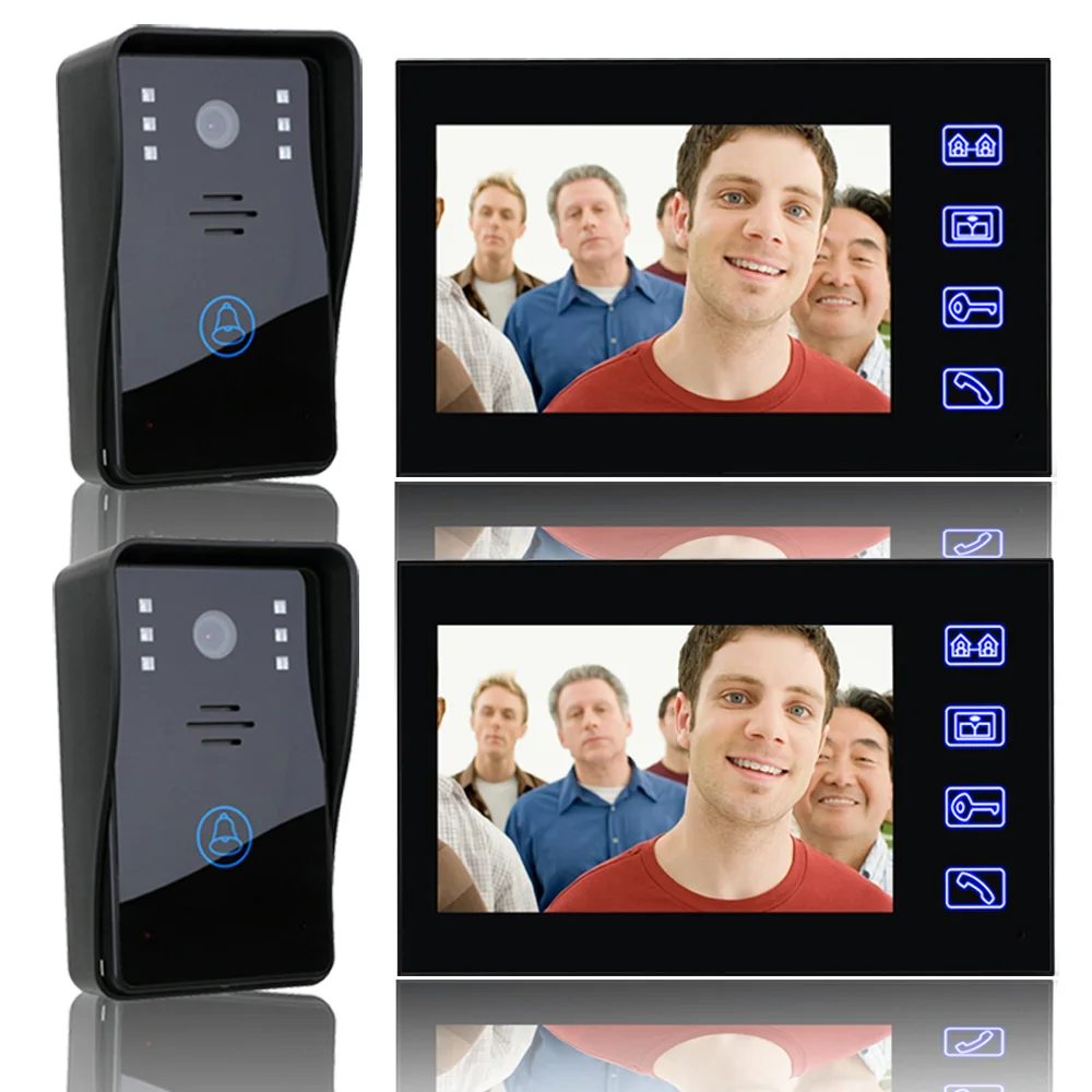 

7" Video Door Phone Intercom Doorbell with 2pcs 1000TVL Outdoor Security CCTV Camera + 2pcs Indoor Monitor Home Security