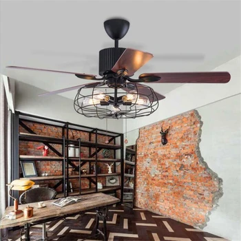 

42 Inch/52 Inch Retro Dining Room Ceiling Fan Light Creative Bar Restaurant Fan Light Cafe Light With Remote Control