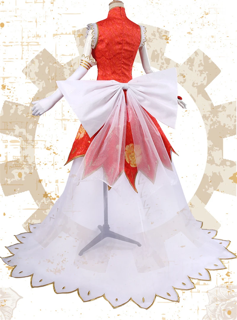 Предварительная аниме Fate/EXTRA FGO красный Saber Nero Косплэй костюм китайское традиционное платье с разрезами по бокам и воротником-стойкой; рождественское платье для детей, одежда, костюмы
