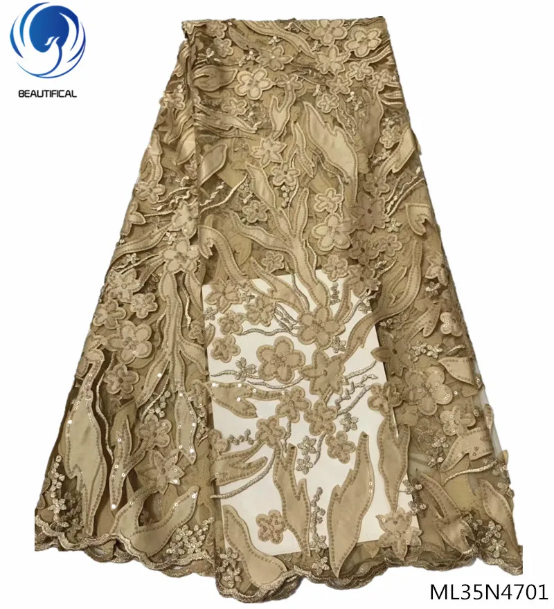 

BEAUTIFICAL african materials fabric lace tulle embroidery 5 yards african french mesh net lace velvet lace for garment ML35N47