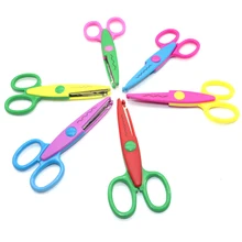 Tijeras de encaje hechas a mano para niños DIY con 6 patrones para álbum, tijeras de diseño de foto, tijeras de encaje con dibujos animados 1 unidad