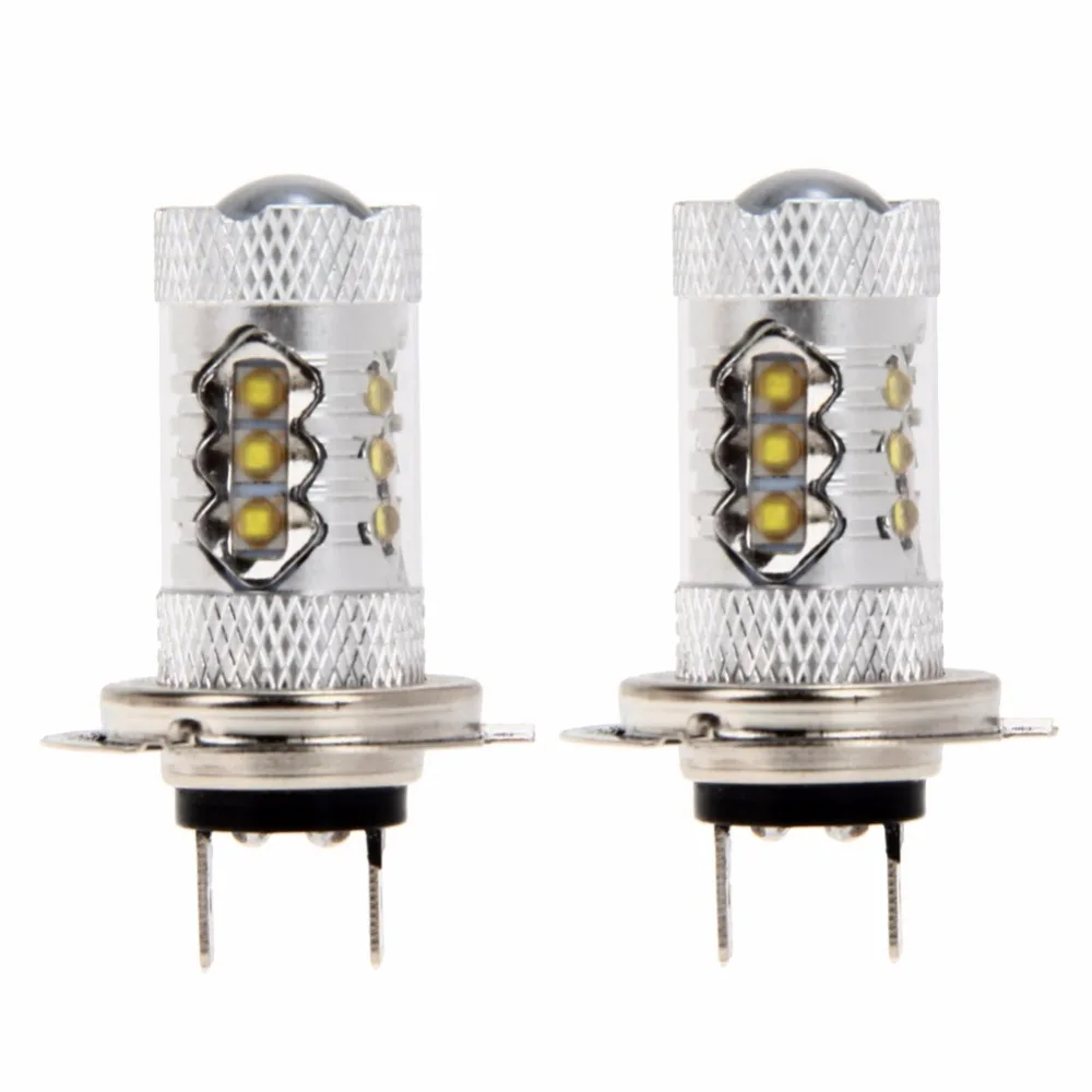 2Pcs Car Fog font b Lamp b font H7 80W LED Automobiles Light emitting Diode Headlight