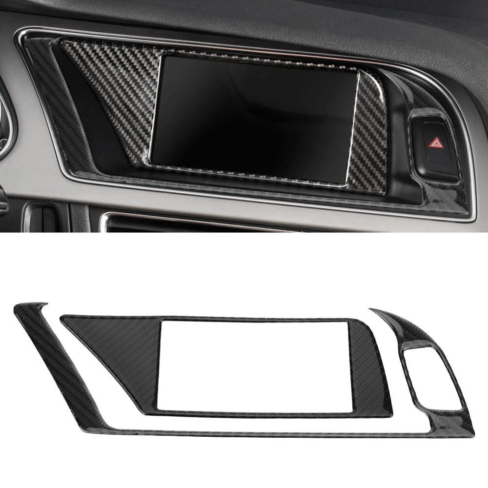 KSTE Interior Carbono Cubiertas del Marco Marco Interior GPS Navigator Panel de Fibra de Carbono de Coches Ajuste de la Cubierta for A-u-d-i A4 A5 B8 S4 S5