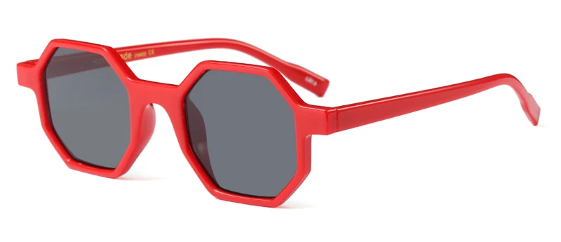 Kachawoo Восьмиугольные Солнцезащитные очки женские винтажные леопардовые оранжевые черные маленькие солнцезащитные очки для мужчин летние пляжные аксессуары - Цвет линз: red with black