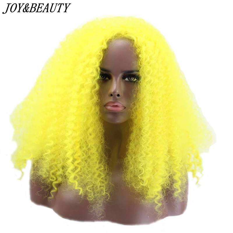 JOY& BEAUTY, желтый цвет, кудрявый парик, синтетические парики для женщин, натуральные афро волосы, высокотемпературное волокно, 20 дюймов, Длинные