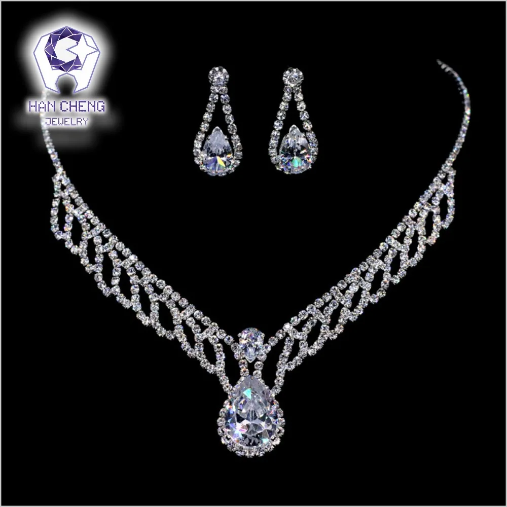 

HanCheng New Rhinestone Silver Plated Waterdrop White AAA Zircon Necklace Earrings Zircon For Women Wedding Jewelry Sets & more