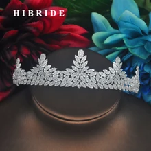 Hibrid новая сверкающая Свадебная Корона-тиара, роскошный головной убор с кубическим цирконием, аксессуары для волос, вечерние C-72