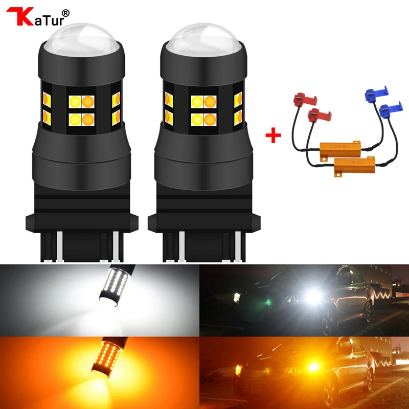 Katur 2x Canbus Error Free T25 3157 Switchback светодиодный двухцветная сигнальная Поворотная лампа