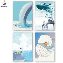 DIY Раскрашивание картины по номерам с цветами дельфин море иллюстрация Картина Рисунок Живопись по номерам оформлена дома