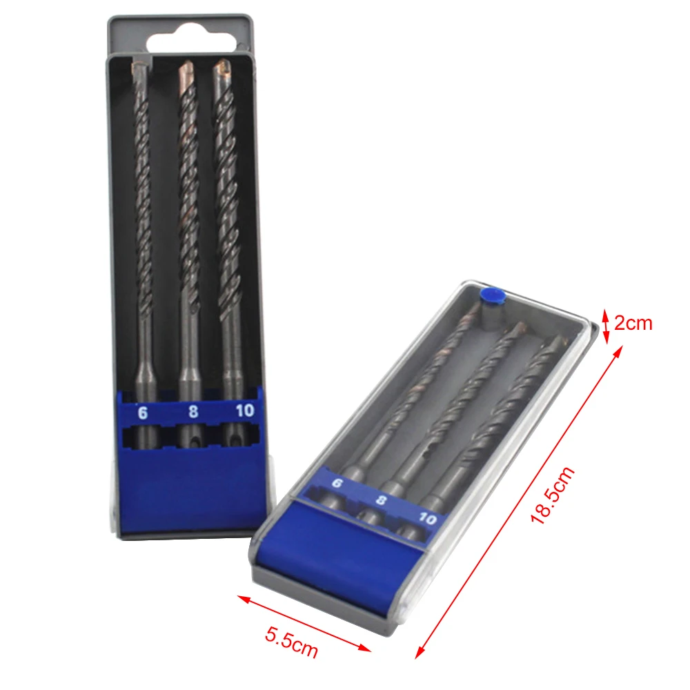

3pcs Chromium steel SDS PLUS Stone Concrete Wall Impact Drill Round Handle Two-Pit Two-Slot Electric Hammer Drill Straight shank