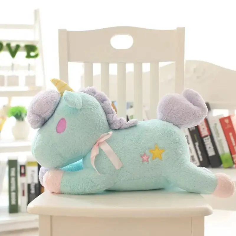 QWZ Kawaii 55 см плюшевая игрушка единорог свет подушку красочные светящиеся милые