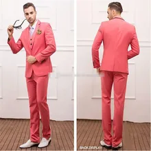 Красный свадебный костюм для жениха на одной пуговице, 3 предмета(куртка+ штаны+ жилет+ галстук), Terno Masculino Trajes De Hombre Blazer 105
