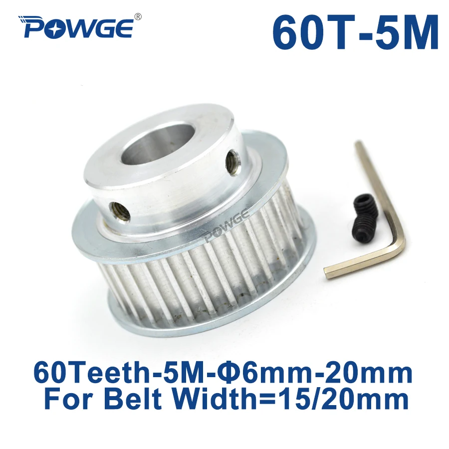 

POWGE Arc 60 Teeth HTD5M Synchronous Pulley Bore 10/12/14/15/19/20/22/25mm for Width 15/20mm HTD 5M Timing Belt Gear 60Teeth 60T