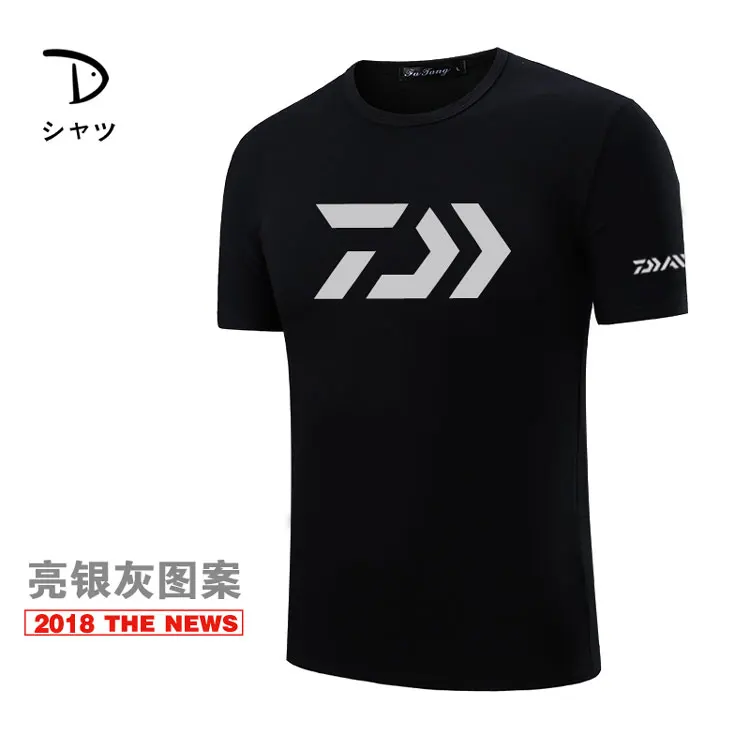 

Men's Outdoor DAIWA Fishing Clothes Spring Summer Breathable Sweat Absorption Fast Drying Sea Fishing Short Sleeves Shirts Black
