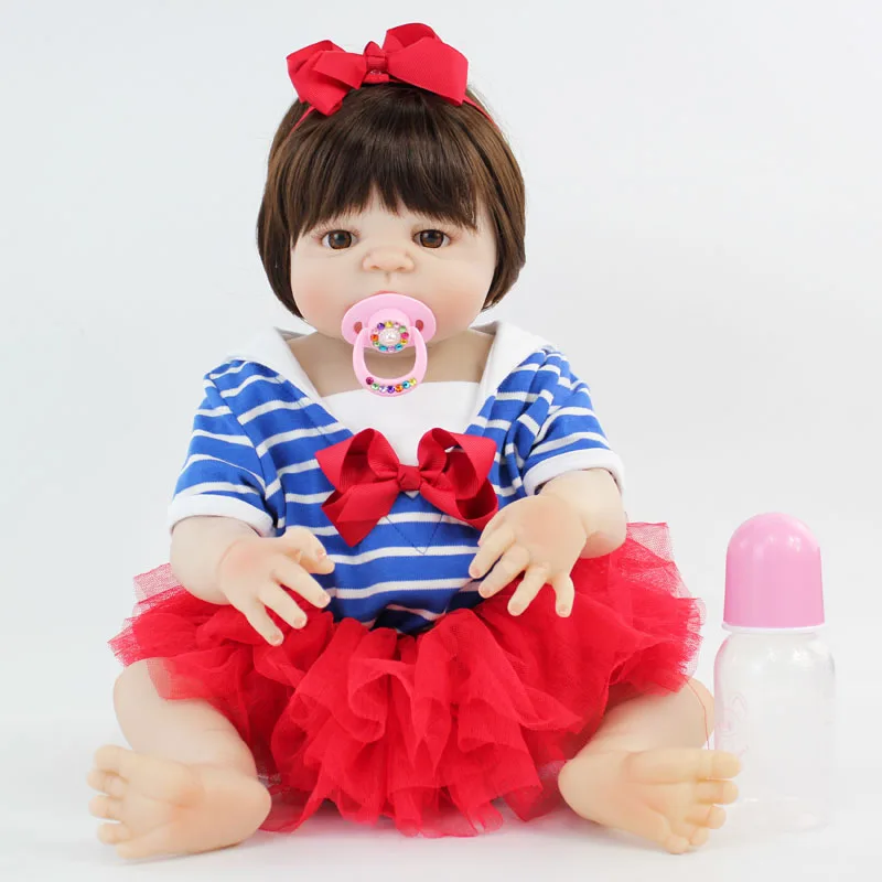 55 cm Volle Silikon Reborn Baby Puppe Spielzeug Vinyl Neugeborenen Prinzessin Babys Mädchen Bonecas Bebe Lebendig Baden Spielzeug Kid Schöne geburtstag Geschenk Günstig