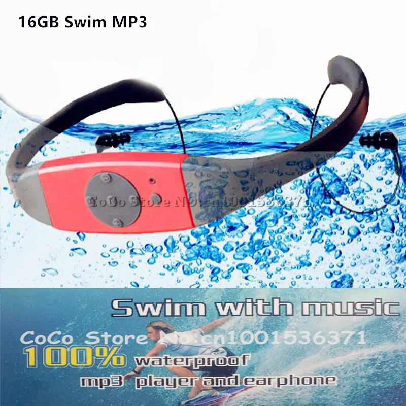 

8GB Waterproof MP3 IPX8 Music Player Underwater Sports Neckband Swimming Diving With FM Radio Earphone Stereo Headphone W262 MP3