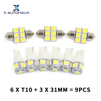 

X AUTOHAUX 9PCS(6XT10+3X31mm) White Car Step Courtesy Reading Cargo LED Lights Interior Package Kit For Highlander 2004 TO 2007