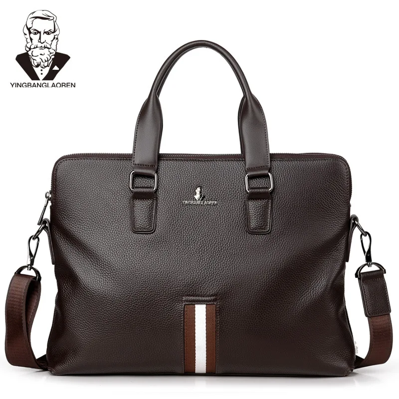 

2017 NEW Men's Handbags Business Briefcase Quality PU Leather Handbag for Men Black Brown Color Shoulder Travel Bags 11