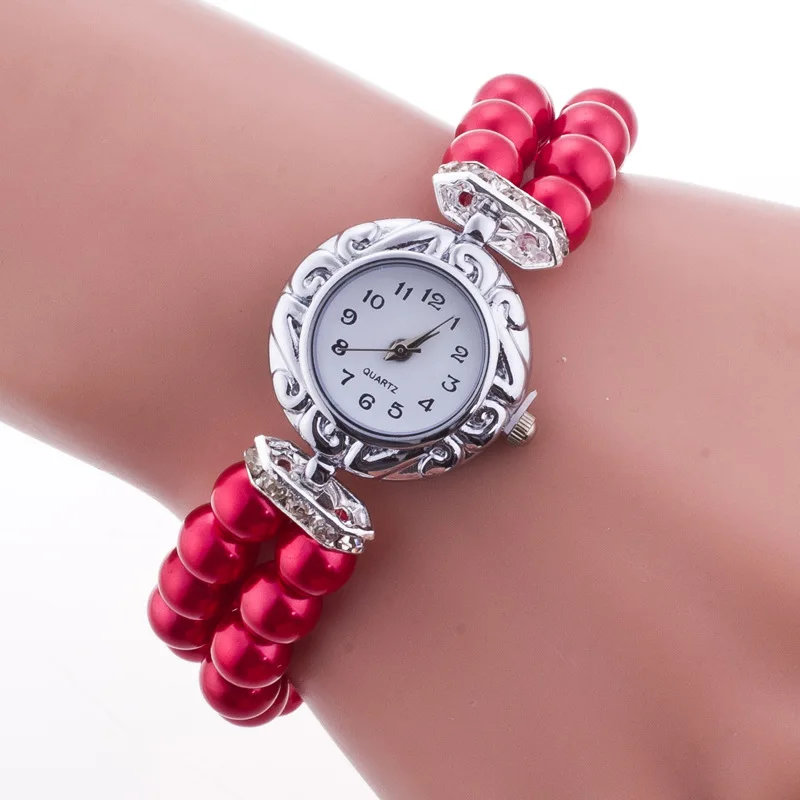 

Beads Bracelet Quartz Watch for Girl Gifts Fashion Lovely Pearl Watches relogio feminino Student Watches for Teenagers saat