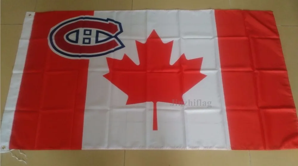 Montreal Canadiens with Canada Large Indoor Outdoor Flag Banner metal