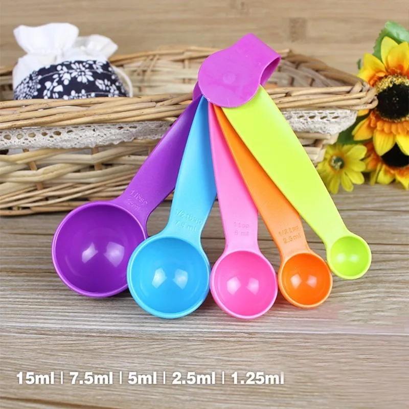5pcs/set Measuring Spoons Colorful Plastic Measure Spoon Useful Sugar Cake Baking Spoon Kitchen Baking Measuring Tools - Image 6