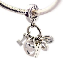 Бусины для самостоятельного изготовления ювелирных изделий из стерлингового серебра-ювелирные изделия I Love You Висячие бусины Подвески Серебро 925 Berloque Perles Шарм