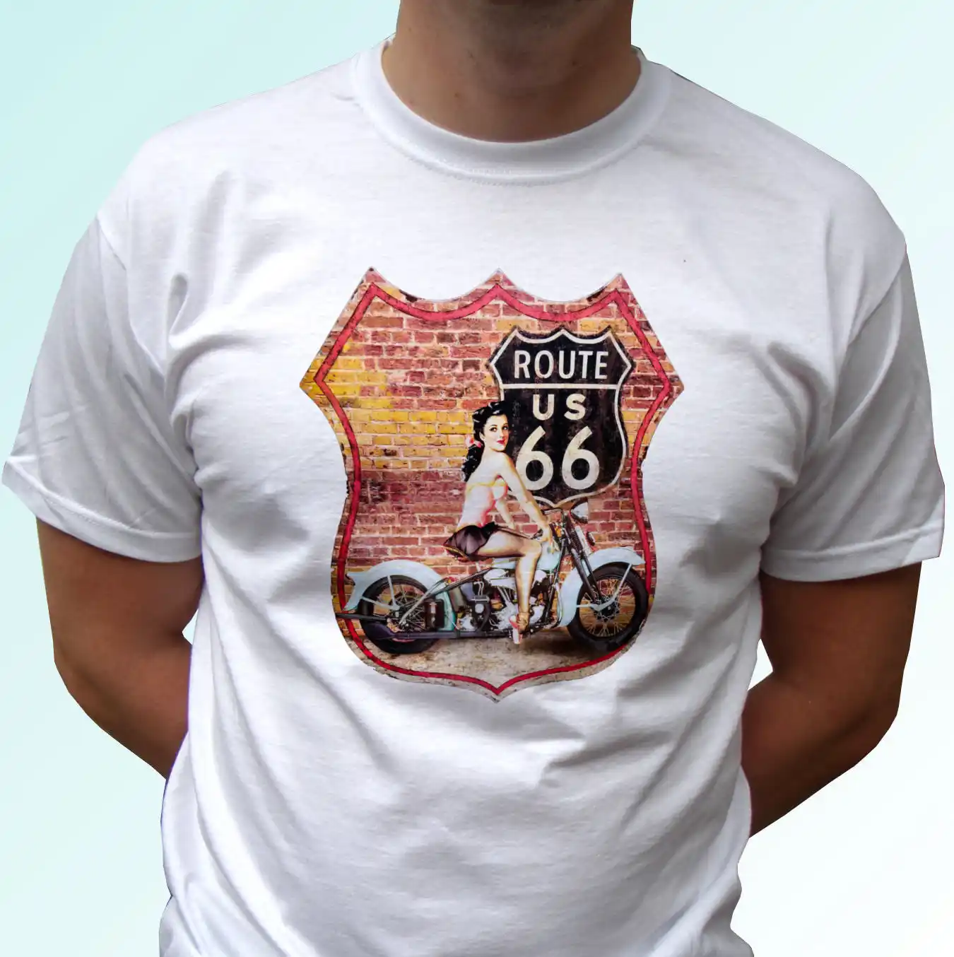 Route 66 белая футболка Топ США женские байкерские дизайн 2 Мужские Женские детей и
