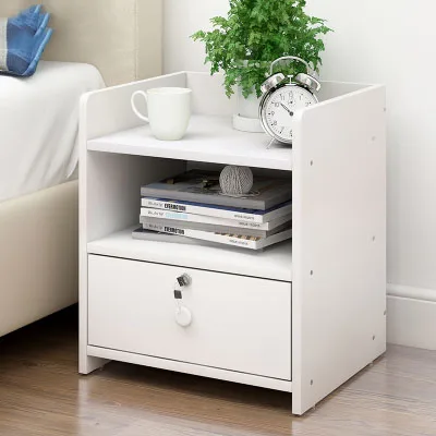 Простой современный прикроватный столик шкафчик для хранения в спальню деревянный замок шкаф тумбочки ящик мебель для спальни - Цвет: HH419400CS3