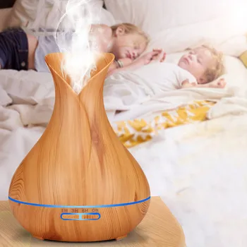 

VVPEC 400ml ultrasonic cold mist maker Ultrasonic Air Humidifier purifier with Wood Grain LED Lights for Office Home Bedroo