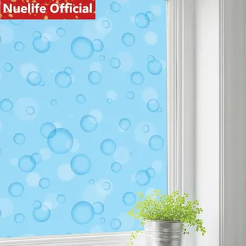 

92x50cm Blue bubble pattern glass film bathroom kitchen kids room living room bedroom office balcony sliding door window film