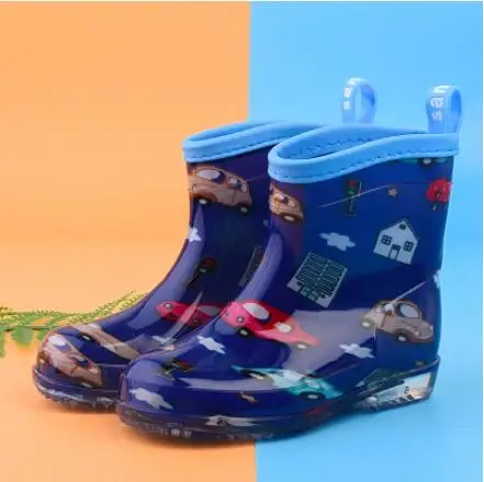 Детские непромокаемые сапоги для девочек; обувь для маленьких мальчиков; детская обувь из искусственной водонепроницаемой резины; уличная школьная обувь; Tree Wrasse - Цвет: Синий