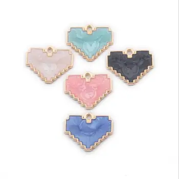 

Wholesale 100pcs 18*25MM Glitter Enamel Alloy Love Heart Charms Gold Tone Plated Oil Drop Necklace Keyring Earring Pendant Charm