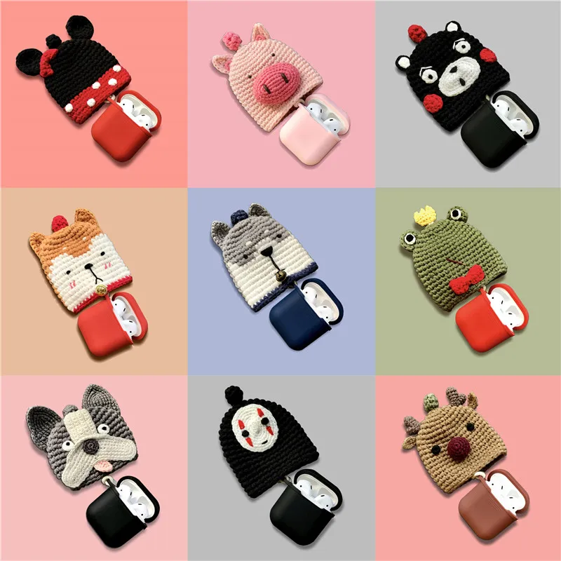 

Cartoon Cute Handmade Knitting Earphones Case for Apple Airpods Accessories Bluetooth Earphones Case Protective Cover Decoration