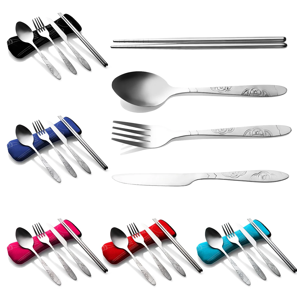 1Set Stainless Steel Cutlery Set Dinnerware Sets Lightweight Outdoor