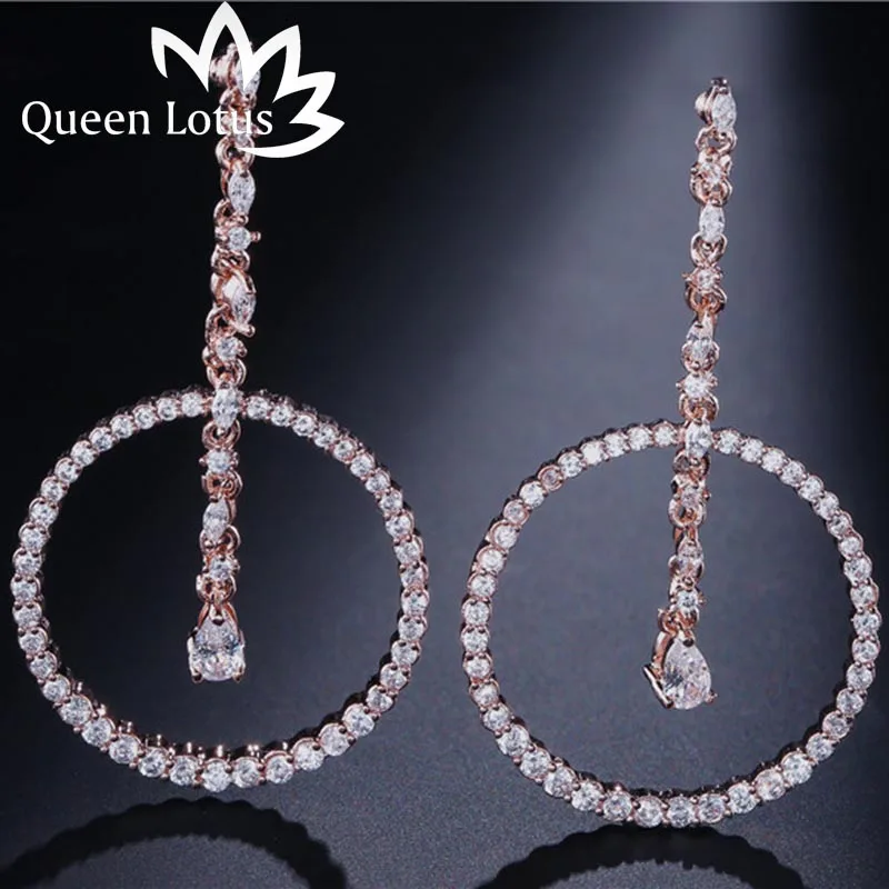 Женские серьги с кристаллами Queen Lotus длинные в европейском стиле 2018 | Украшения и