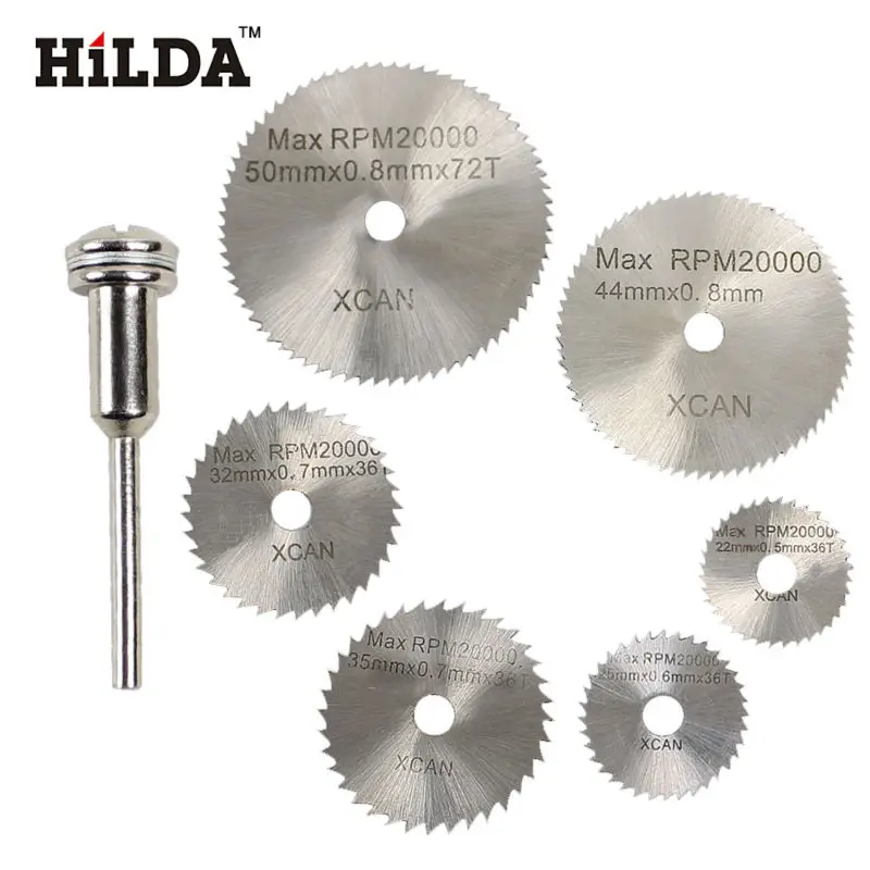 HILDA 7 шт. Мини HSS Циркулярный пильный диск роторный инструмент для Dremel металлический резак Электроинструмент набор дерева режущие диски буровая оправка