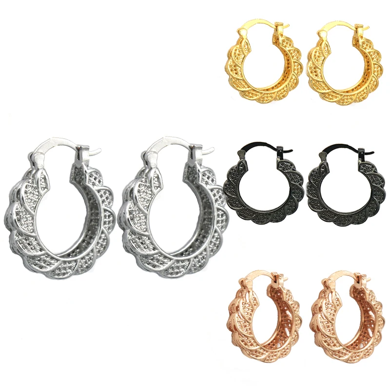 pz Wholesale Fashion Hoop Earrings Gold/Rose Gold steel/Black Color Round Hoop Earing For Woman ...