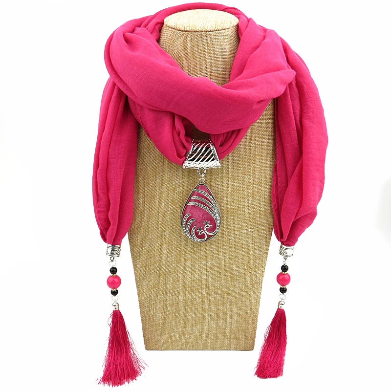 

2019 New design ethnic style statement jewelry scarf necklace for women fashion luxury brand drop pendant necklace scarf scarves