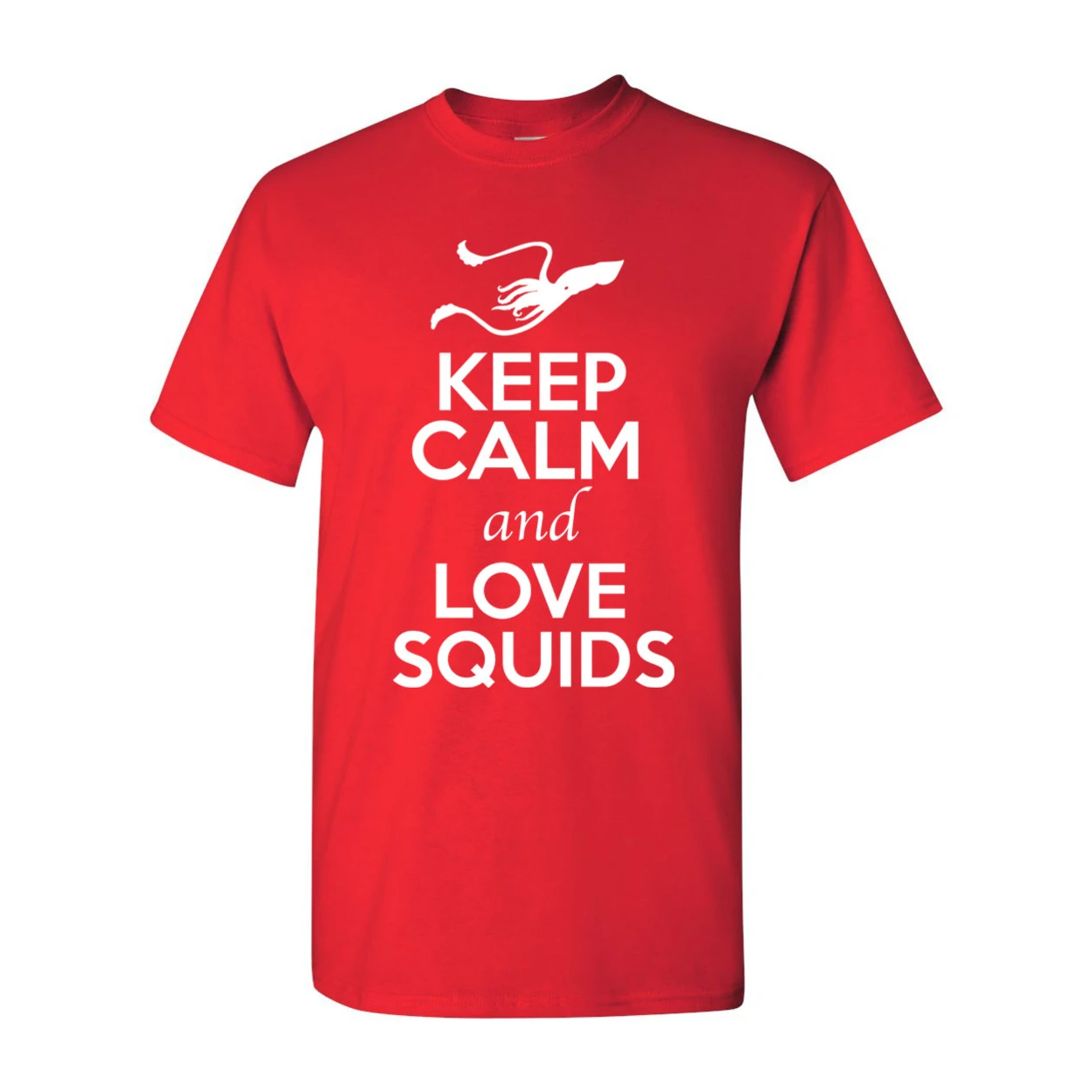 Keep Calm And Love Squids Animal Lover Adult T-Shirt Tee 2386 (2)