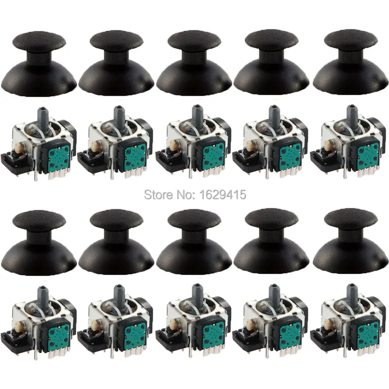 

10 Sets 4 Pin 3D Analog Sensor Module Potentiometer with 10 pcs ThumbSticks For Sony Playstation 3 PS3 DS3 Controller Accessory