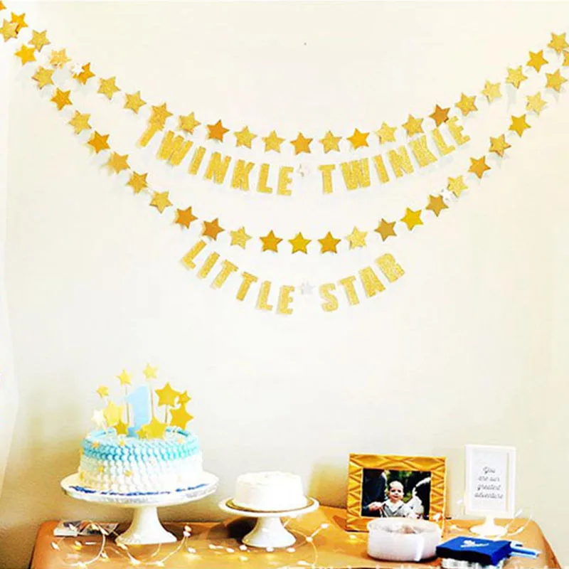2 метра Звезда Форма струнная бумага Гирлянда Baby Shower баннеры Красочные Висячие бумажные флаг День рождения Свадебная вечеринка DIY украшения