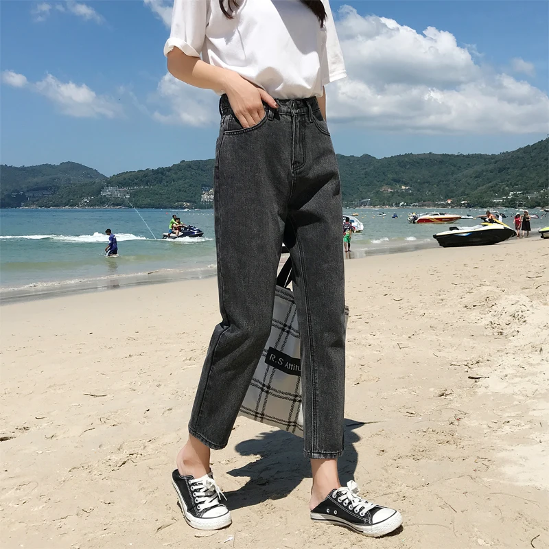 Cena Boyfriends proste spodnie dżinsowe damskie jeansy Vintage Retro luźne obcisłe dżinsy rurki fajne wysokiej talii czarne dżinsy damskie spodnie Plus Size