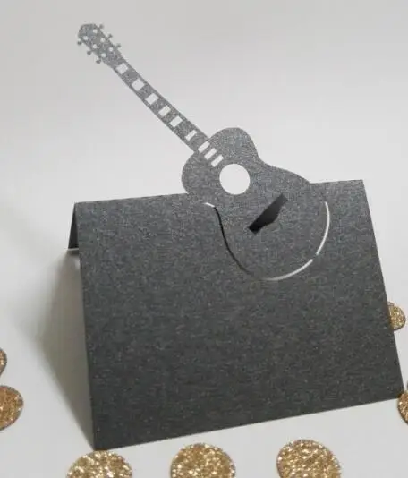 black music party guitar tent place cards wedding bridal baby shower tent name cards