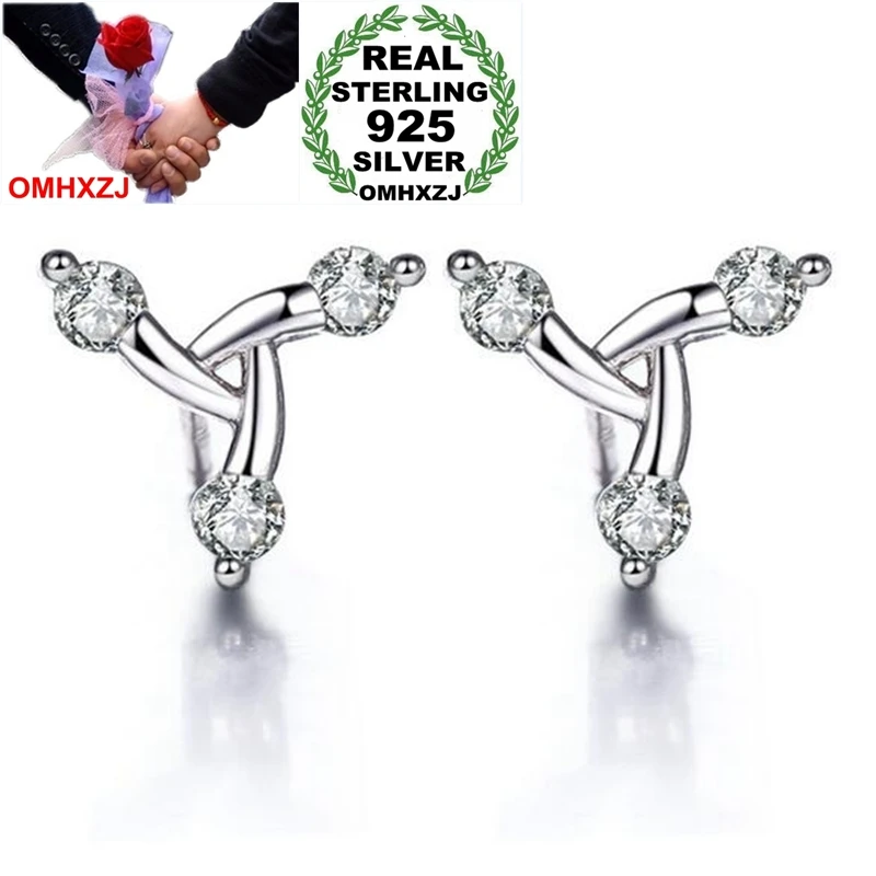 

OMHXZJ Wholesale Temperament Elegant Fashion For Woman Wedding Gift High Quality Flower 925 Sterling Silver Stud Earrings YS327
