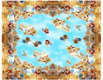 

Free shipping 2015 custom non-woven wallpaper 3 d Medieval condole top angel setting wall decoration wall paper room decoration