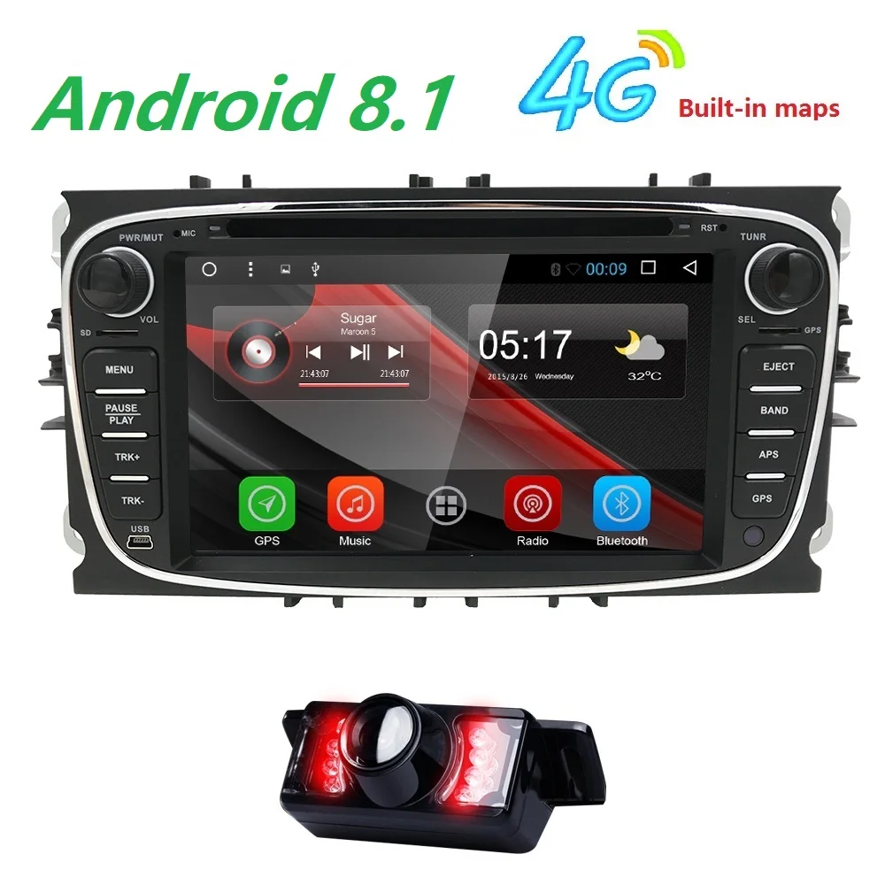 

quac core Pure Android 9.0 Car DVD Navigation for Ford Mondeo S-Max C-max Focus rear-view camera DVR 4G dongle OBD2 DAB+MAP CAM