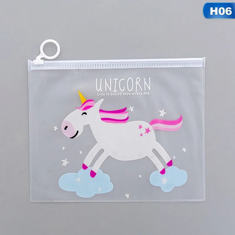 1 Pcs Cute Unicorn Leopard Transparent Buckle Document Holder PVC Paper File Bag Filing Product